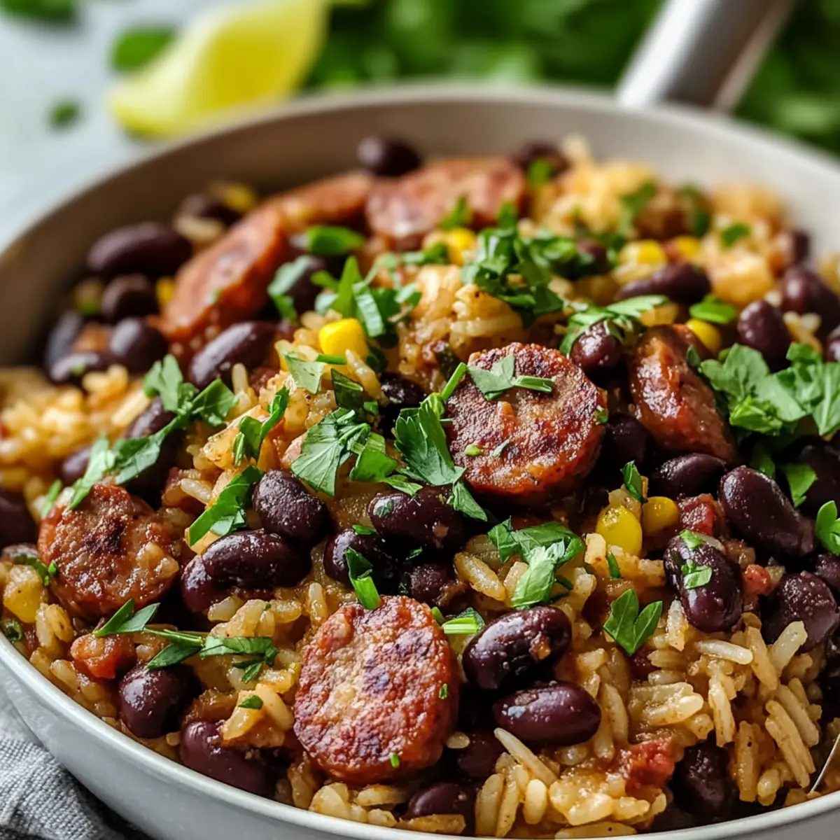 Black Beans, Sausage and Rice Skillet