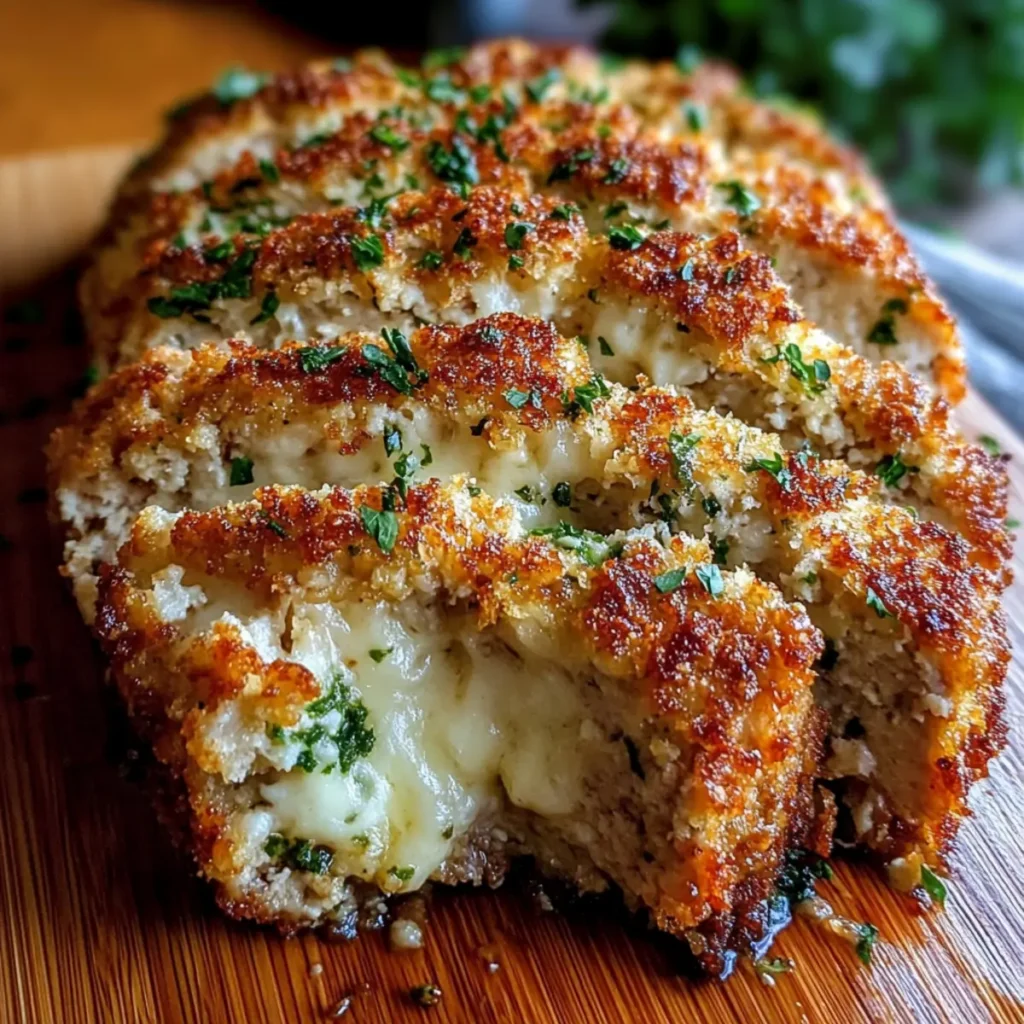 Savory Parmesan Chicken Meatloaf with Melty Mozzarella Center