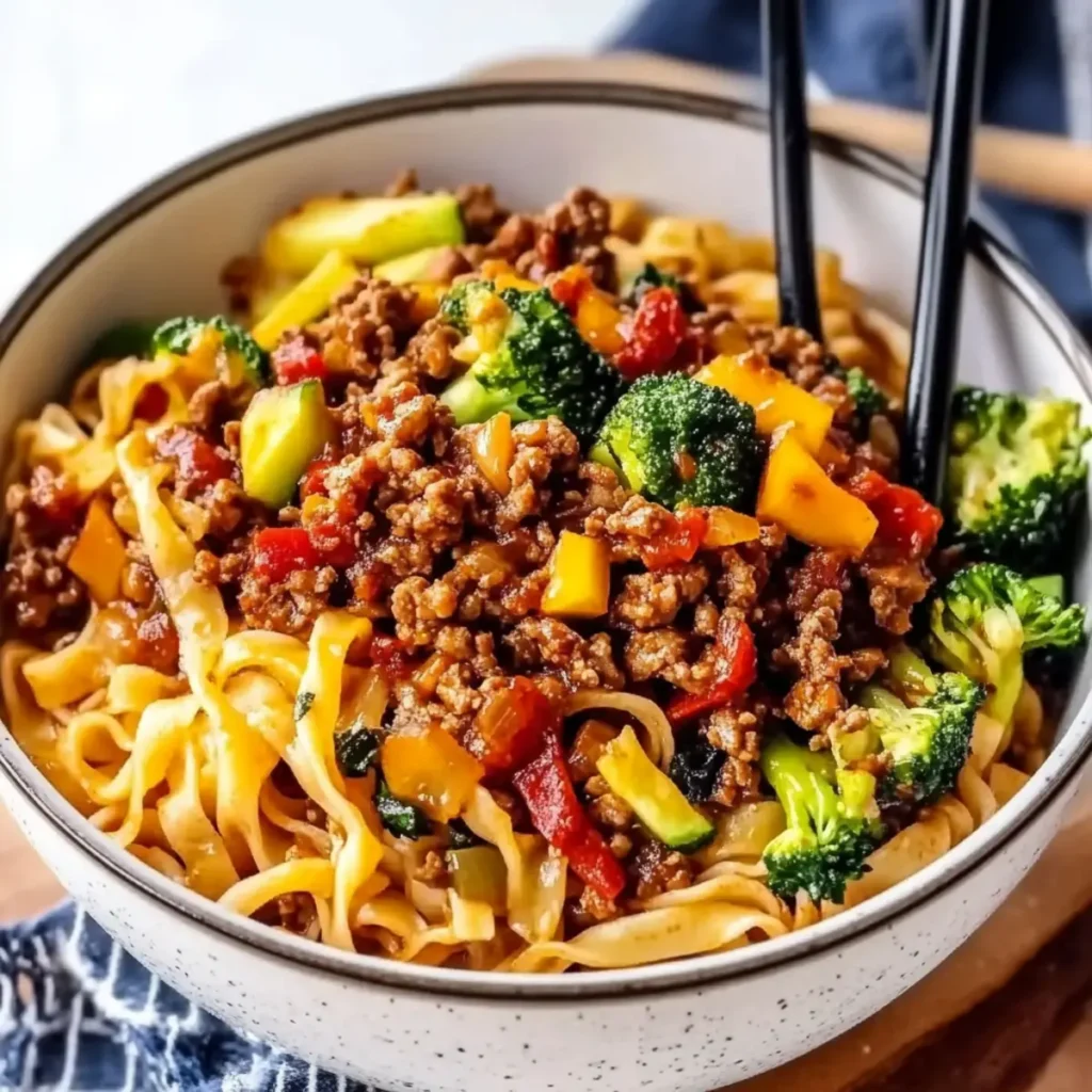 Firecracker Beef and Veggie Noodle Bliss in 30 Minutes