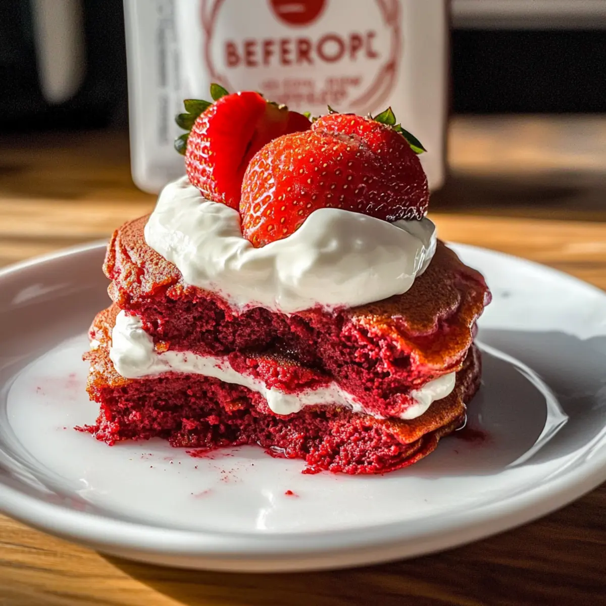 Strawberries & Cream Beet Pancakes