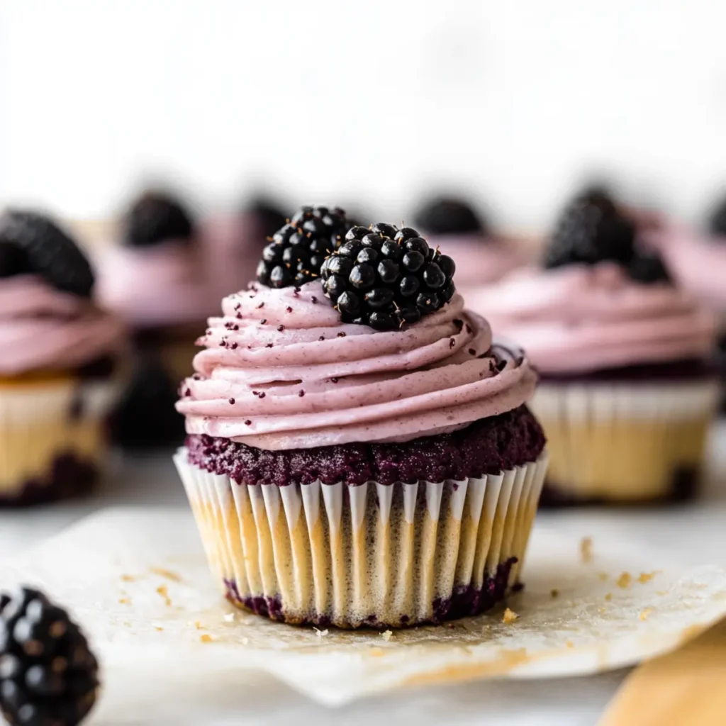 Roasted Blackberry Earl Grey Cupcakes