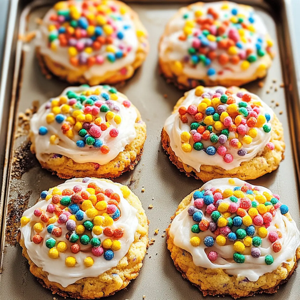 Frosted Fruity Pebbles Cookies