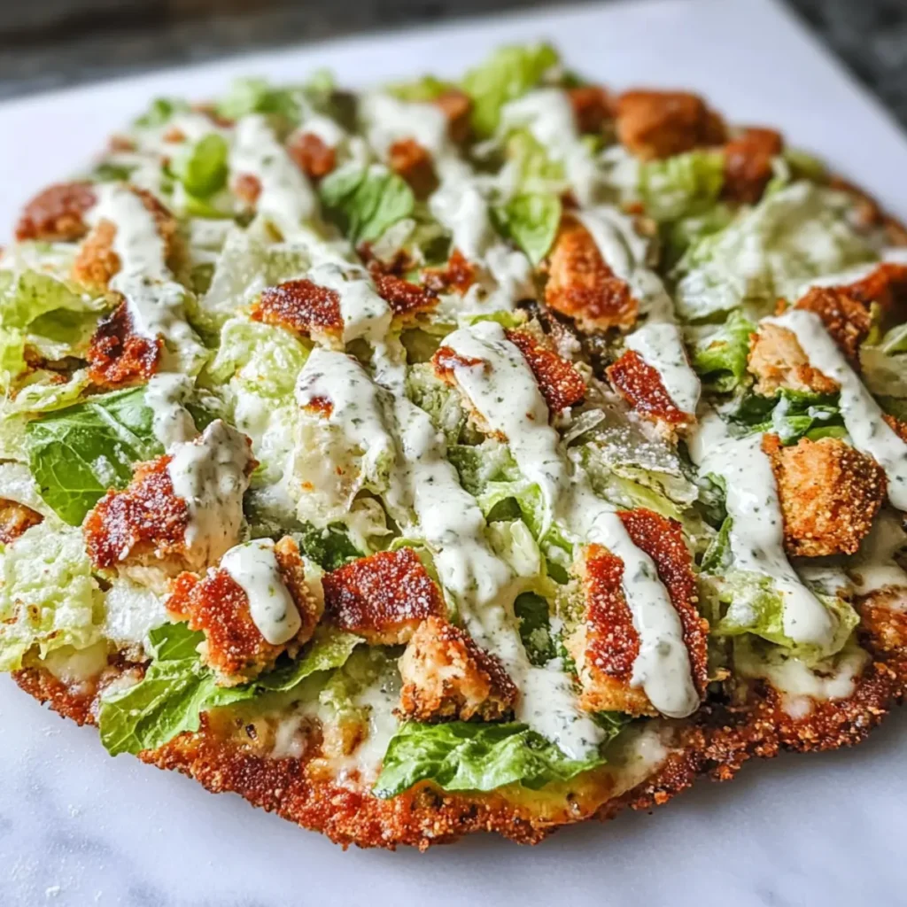 Chicken Crust Caesar Salad Pizza: A Low-Carb Delight