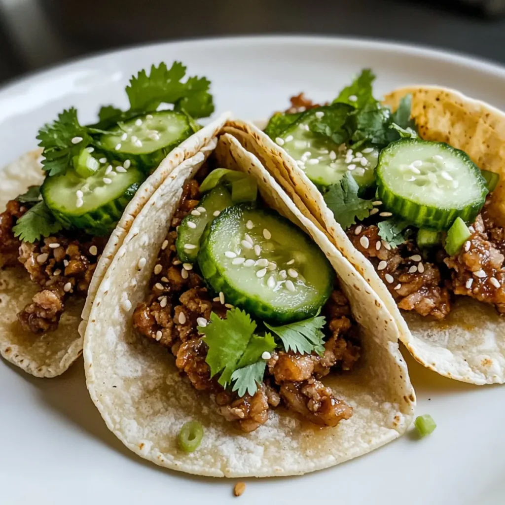 Savory Smash Dumpling Tacos with Crunchy Pickled Cucumbers