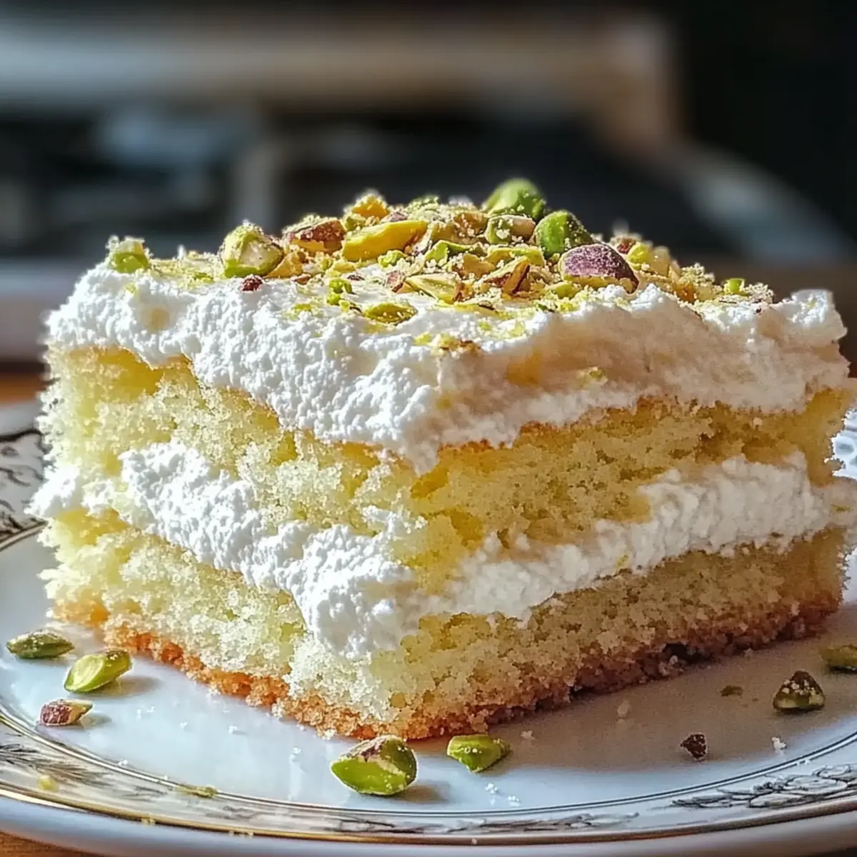 Lemon Pistachio Ricotta Cloud Cake