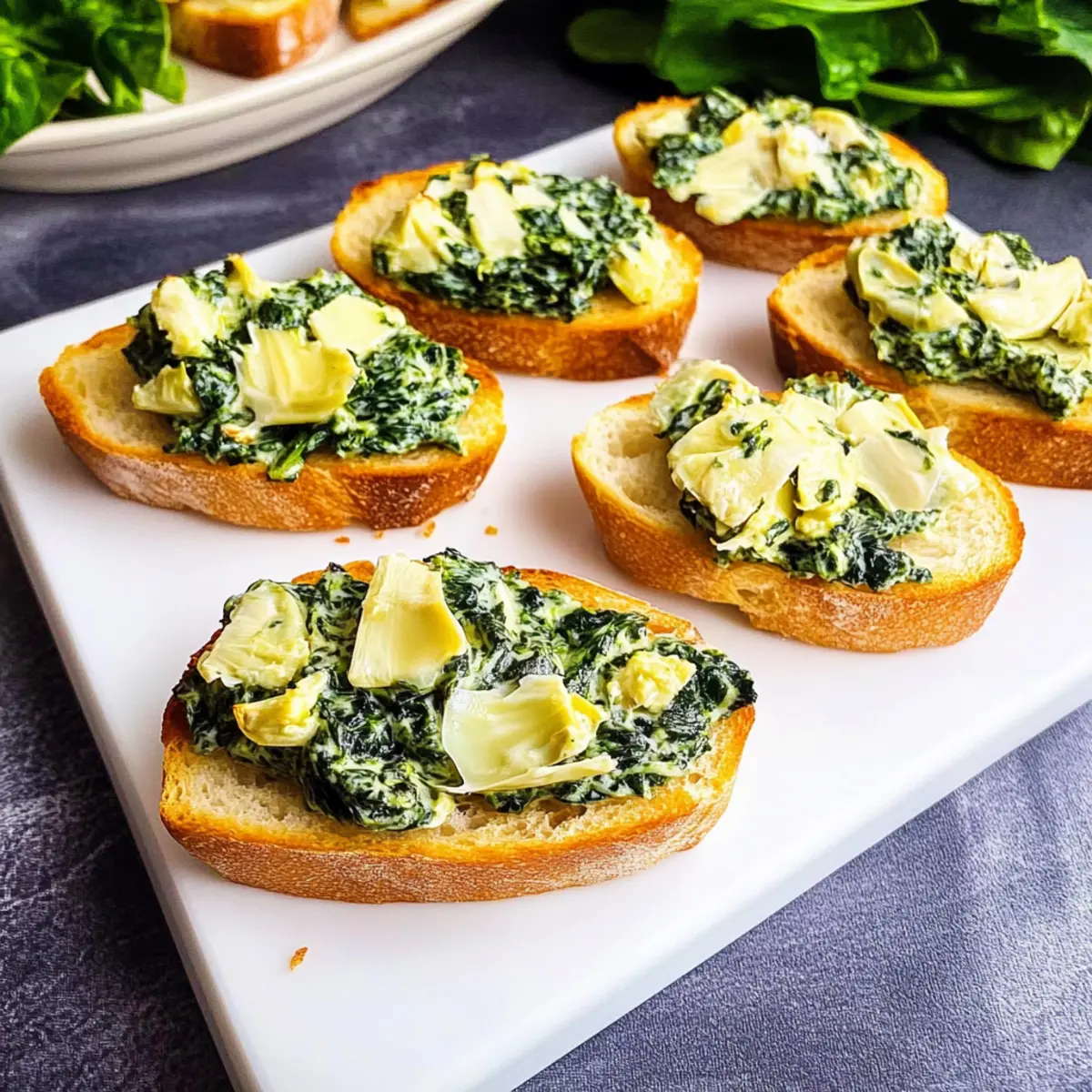 Baked Spinach Artichoke Crostini