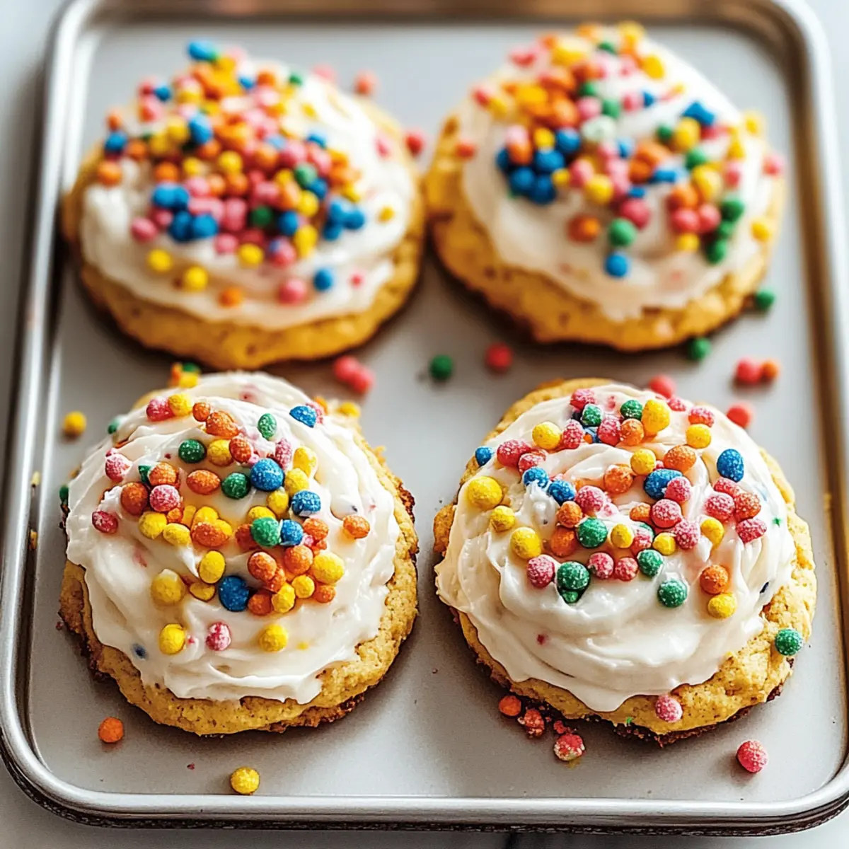 Frosted Fruity Pebbles Cookies