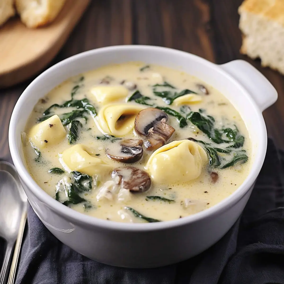 Tortellini Spinach and Mushroom Soup