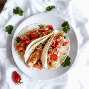 Tilapia Tacos with Strawberry + Rhubarb