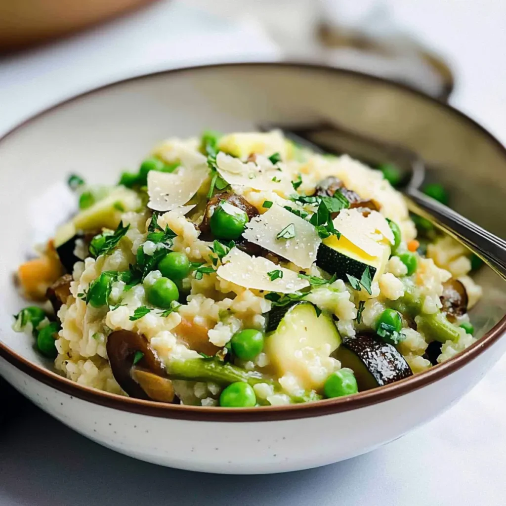 Creamy Low Carb Cauliflower Risotto Bursting with Veggies