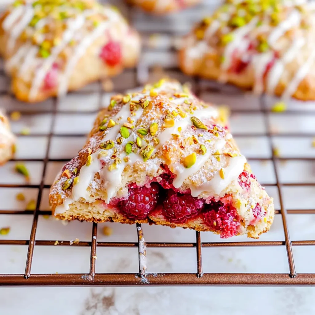 Raspberry Pistachio Scones with Lemon Glaze: A Cozy Treat