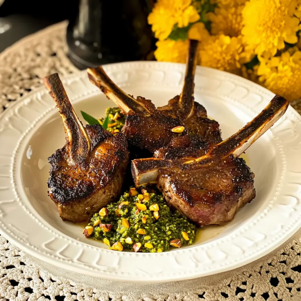 Savory Rosemary Lamb Chops with Minty Pesto Delight