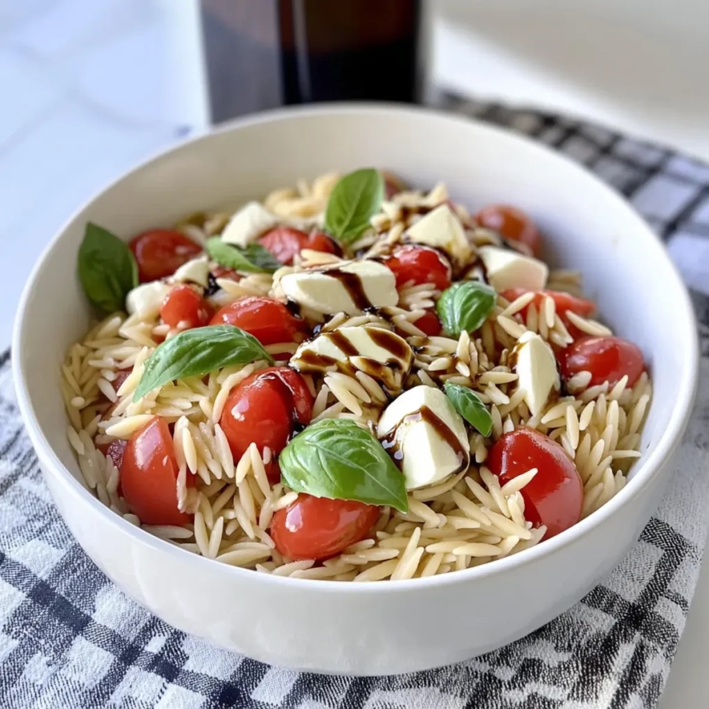 Caprese Orzo Salad with Balsamic Syrup for Summer Freshness