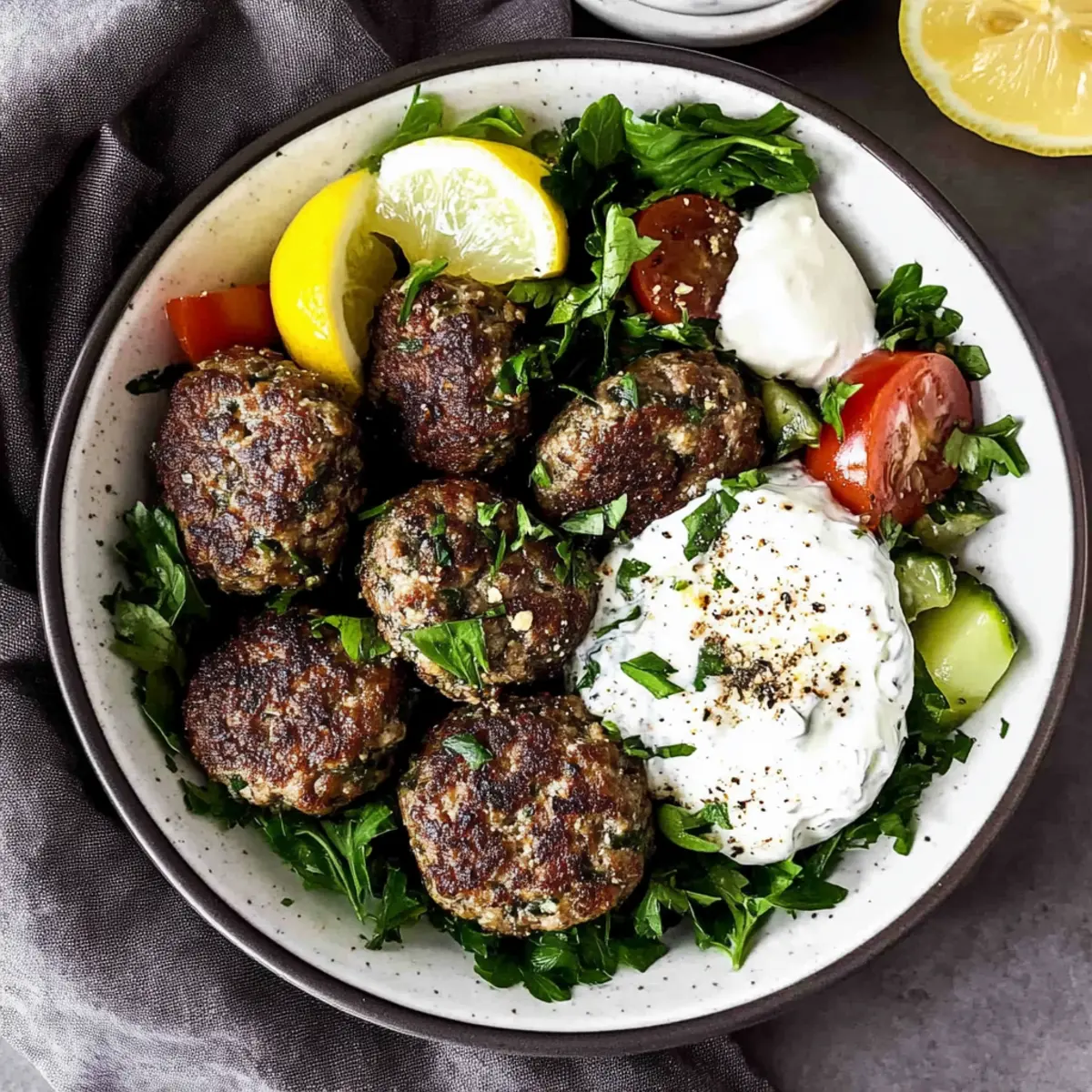 Beef Kofta with Greek Yogurt Sauce