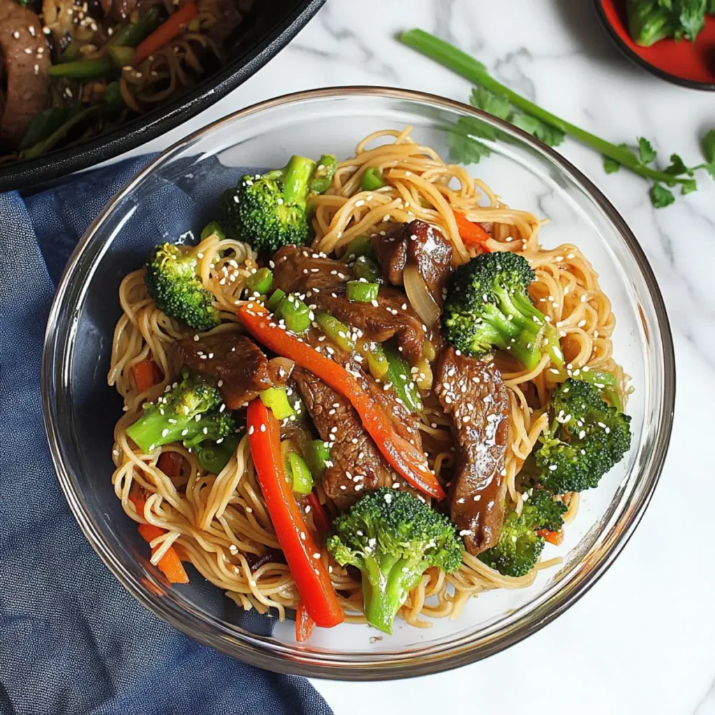 Sesame Garlic Beef and Broccoli Noodles