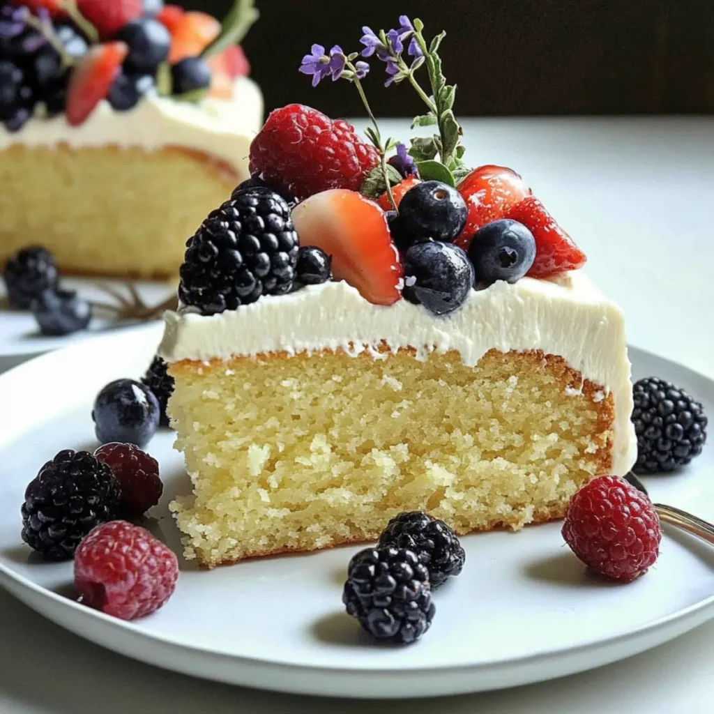 Olive Oil Cake with Mascarpone Frosting and Mixed Berries