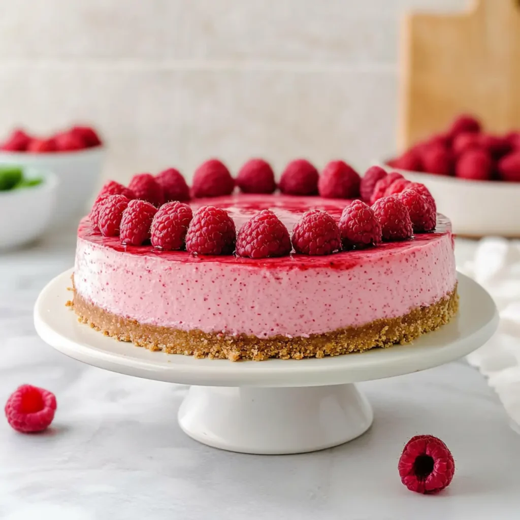 Decadent Raspberry Cheesecake with Creamy Ganache Delight