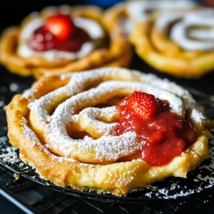 Funnel Cake with Homemade Strawberry Sauce