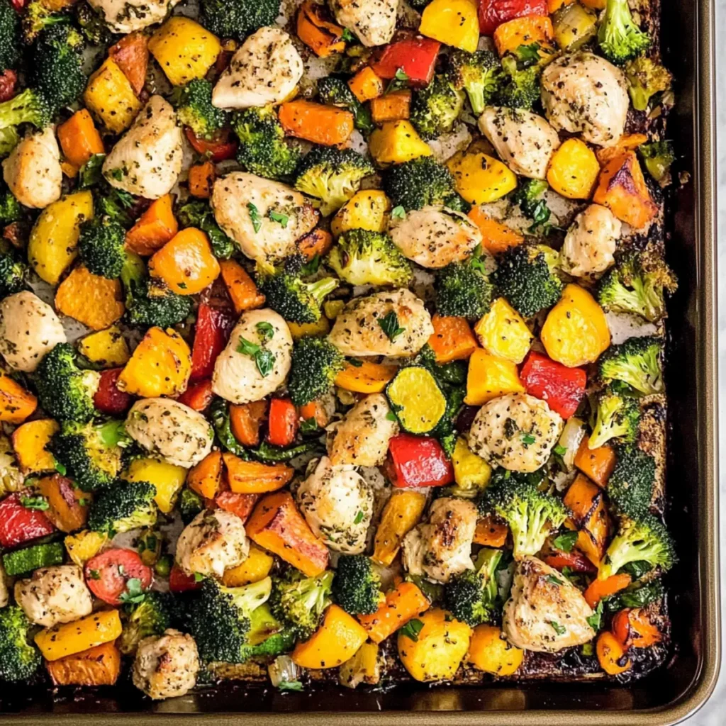 Delicious Sheet Pan Chicken with Rainbow Vegetables Bliss