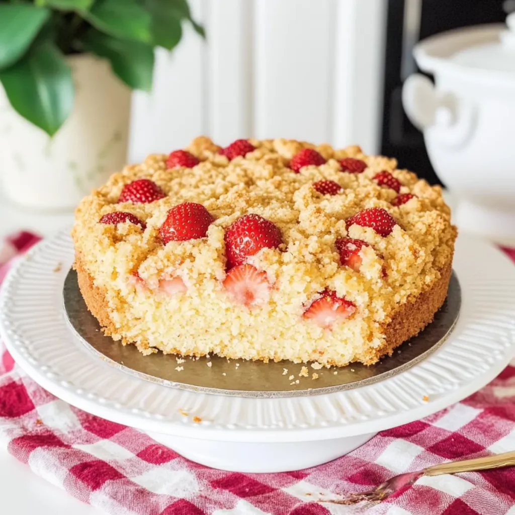 Mouthwatering Strawberry Crumb Cake in One Bowl