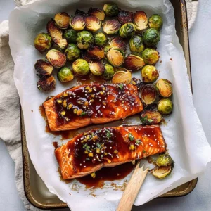 Asian BBQ Salmon And Brussels Sprouts