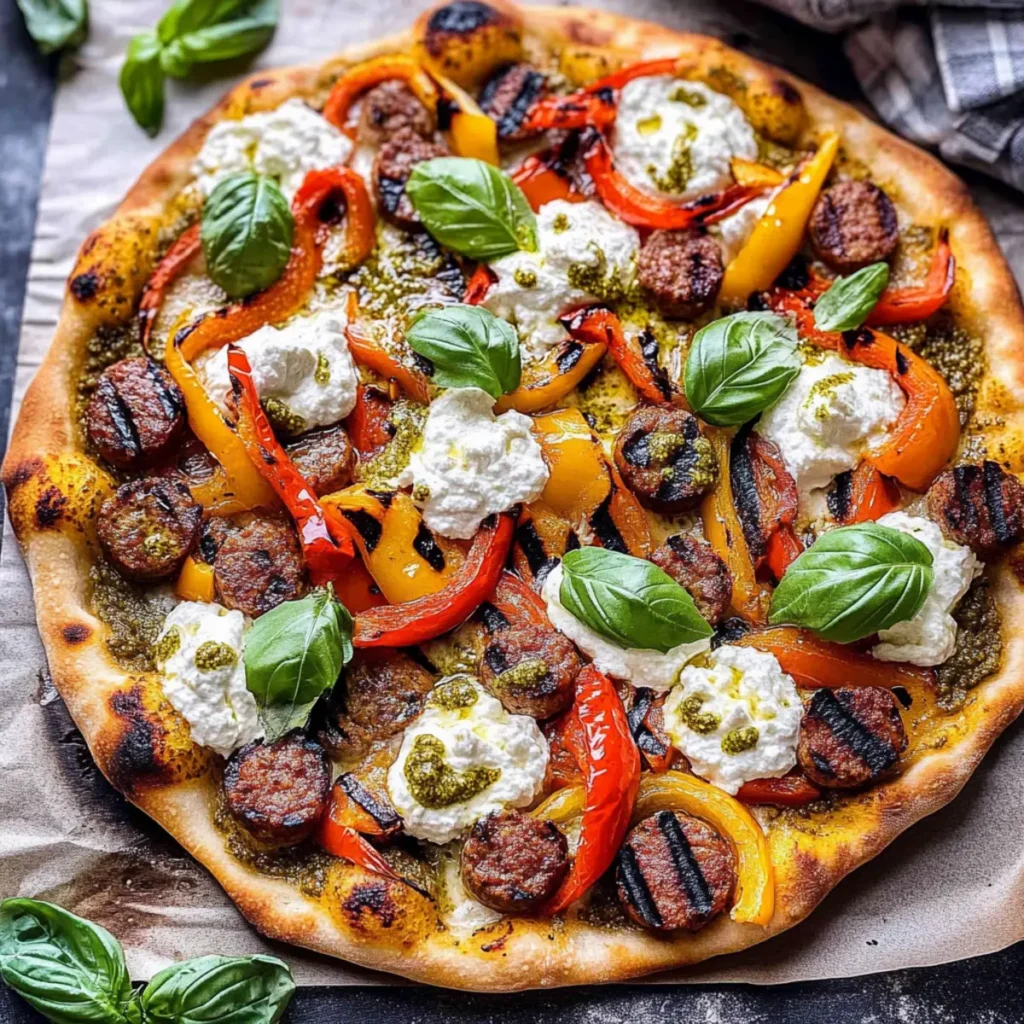 Grilled Sausage and Peppers Pizza