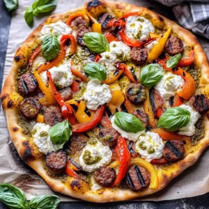 Grilled Sausage and Peppers Pizza