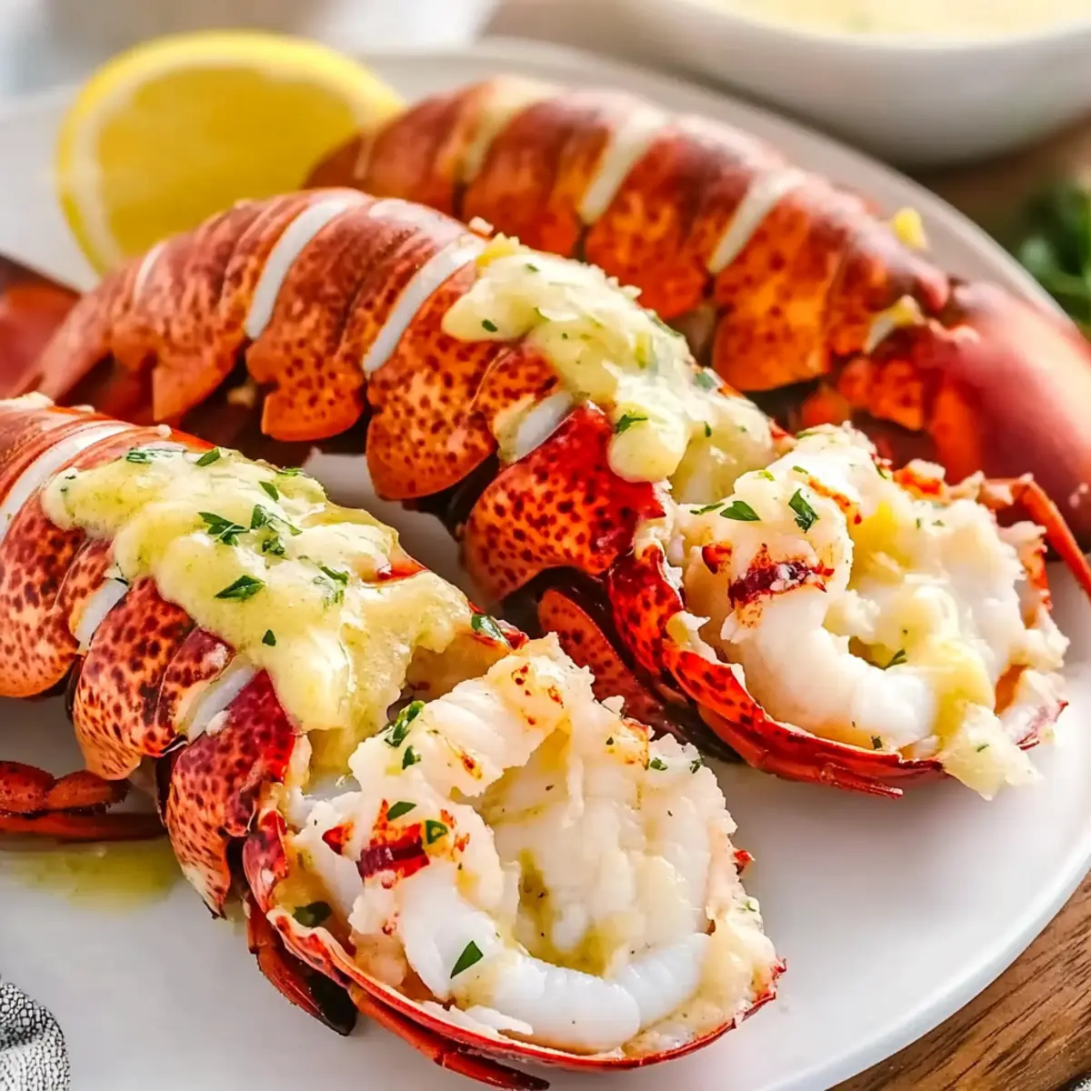 Boiled Lobster Tails with Garlic Lemon Butter