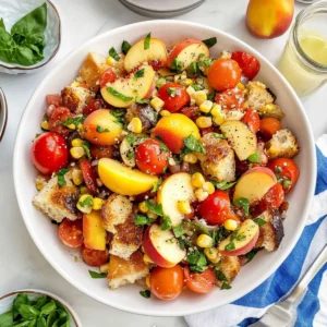 Panzanella Salad with Peaches and Corn