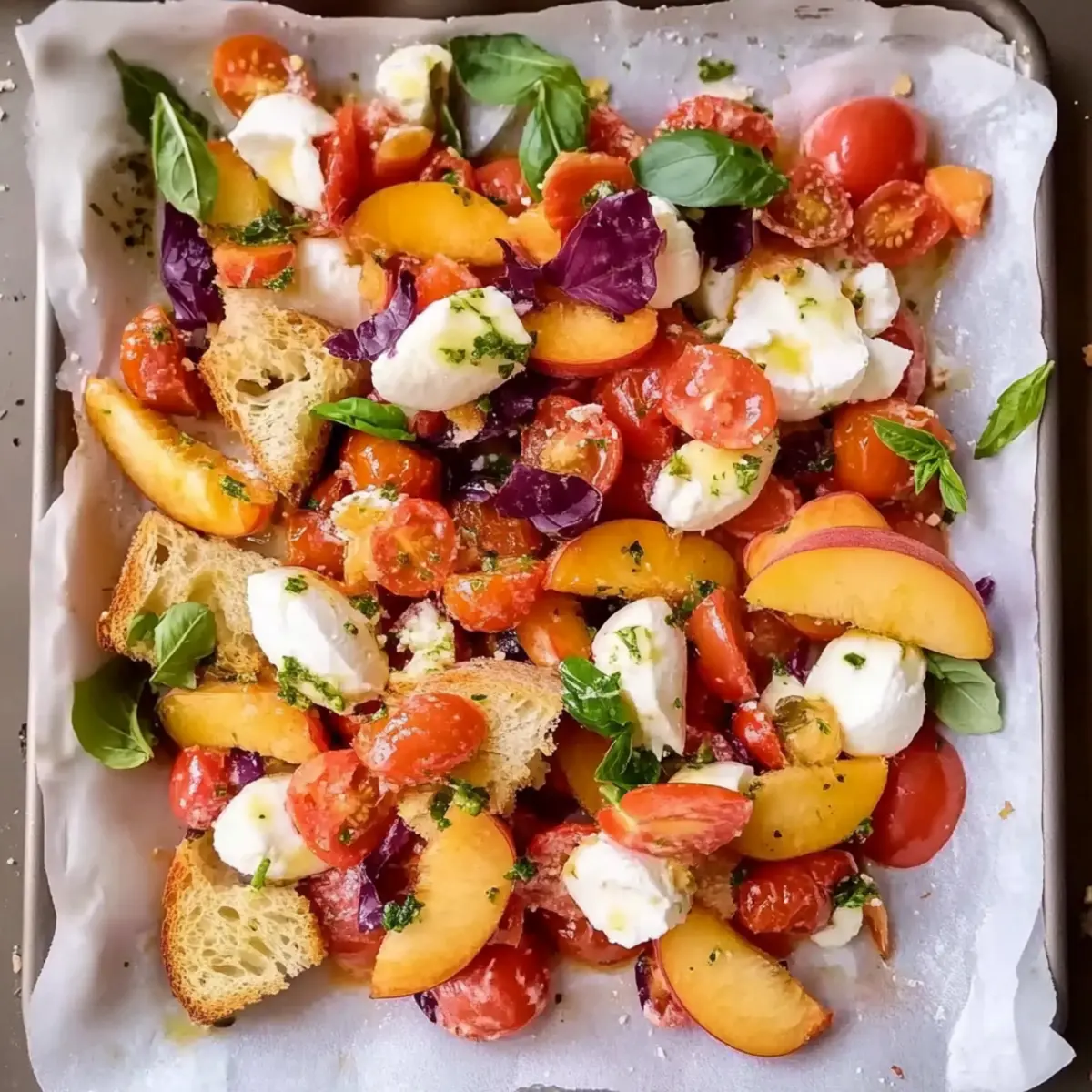 Tomato and Peach Panzanella Salad