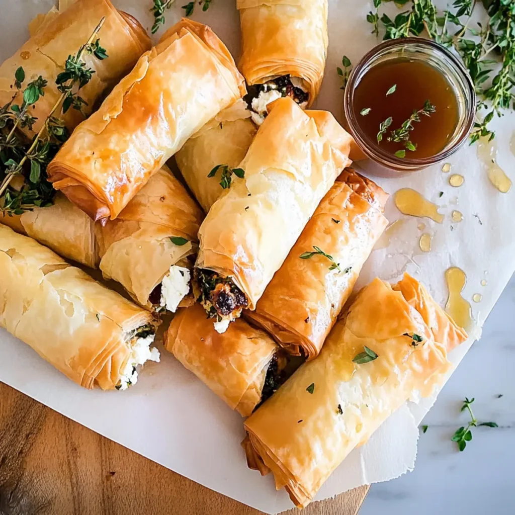 Delicious Oven-Baked Feta Rolls with Honey Dipping Sauce