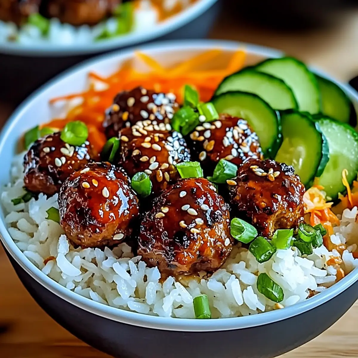 Korean BBQ Meatball Rice Bowls