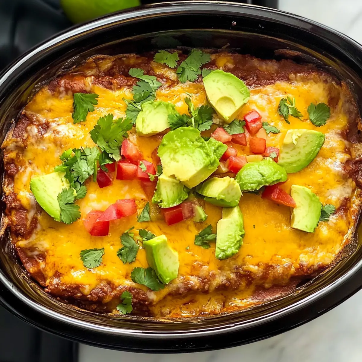 Slow Cooker Layered Beef Enchiladas