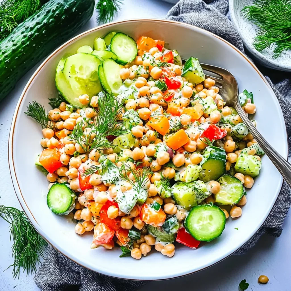 Garbanzo Summer Salad with Creamy Dill Dressing