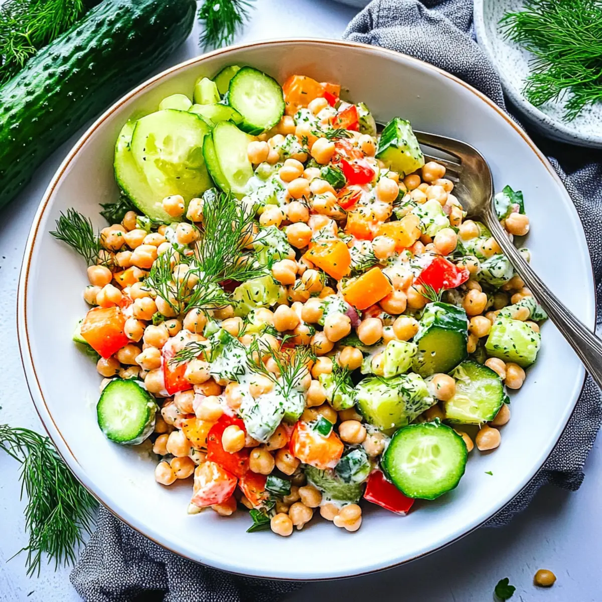 Garbanzo Summer Salad with Creamy Dill Dressing