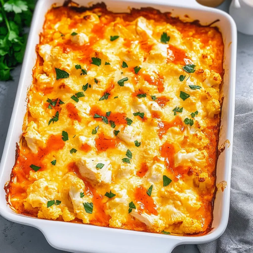 Buffalo Chicken Cauliflower Casserole