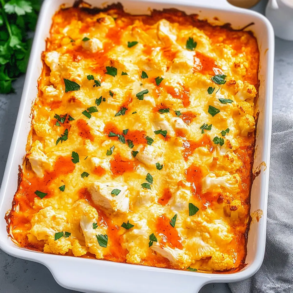 Buffalo Chicken Cauliflower Casserole