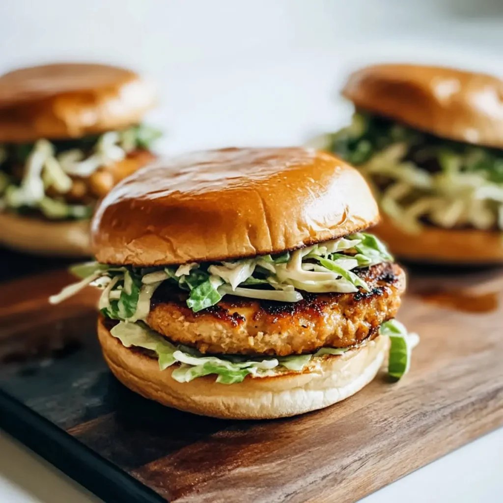 Savory Chicken Teriyaki Burgers with Crunchy Slaw Delight