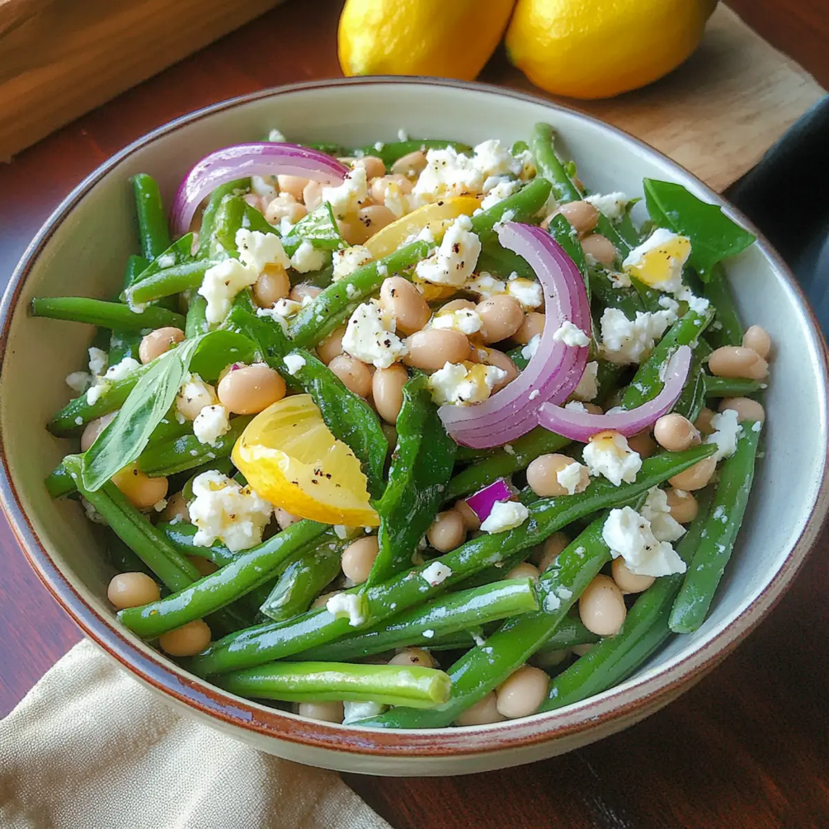 Lemon Feta White Bean and Green Bean Salad