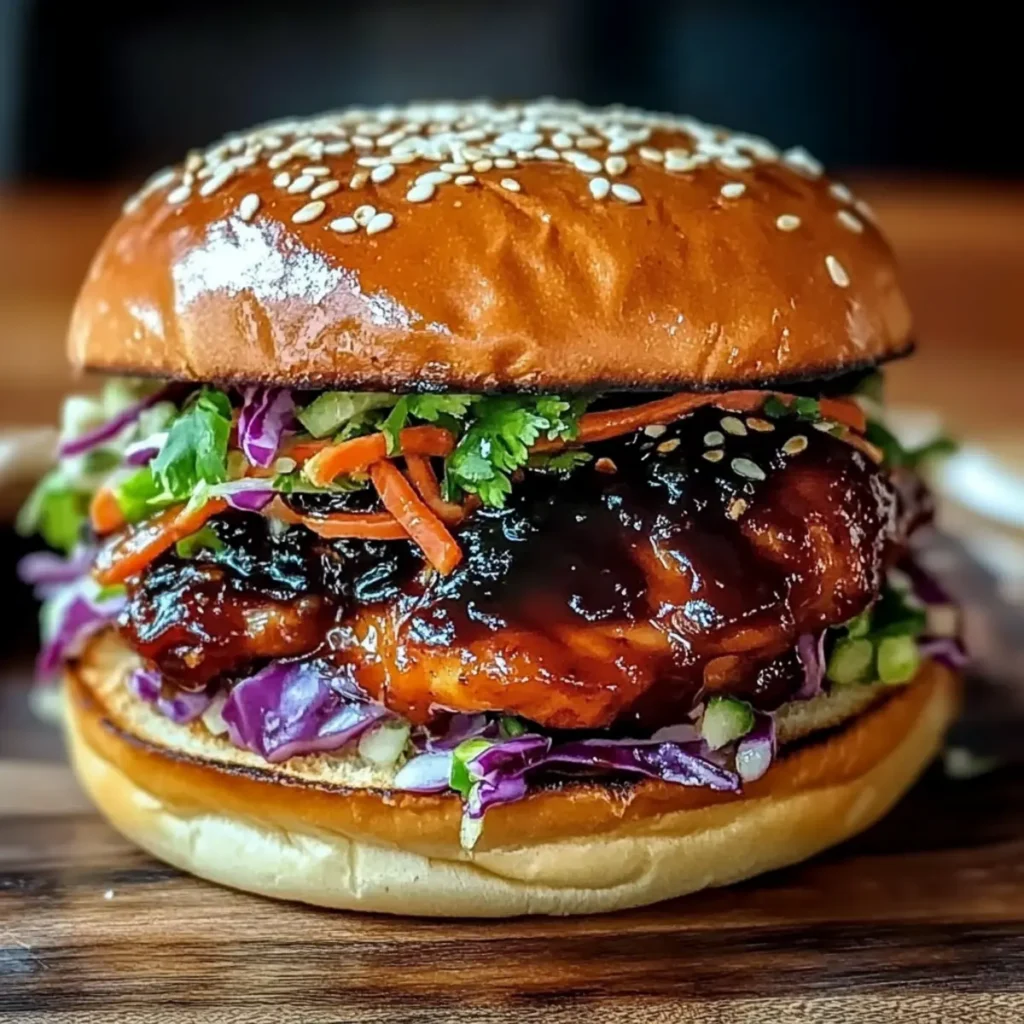Savory Korean BBQ Chicken Sandwich with Crunchy Slaw Delight