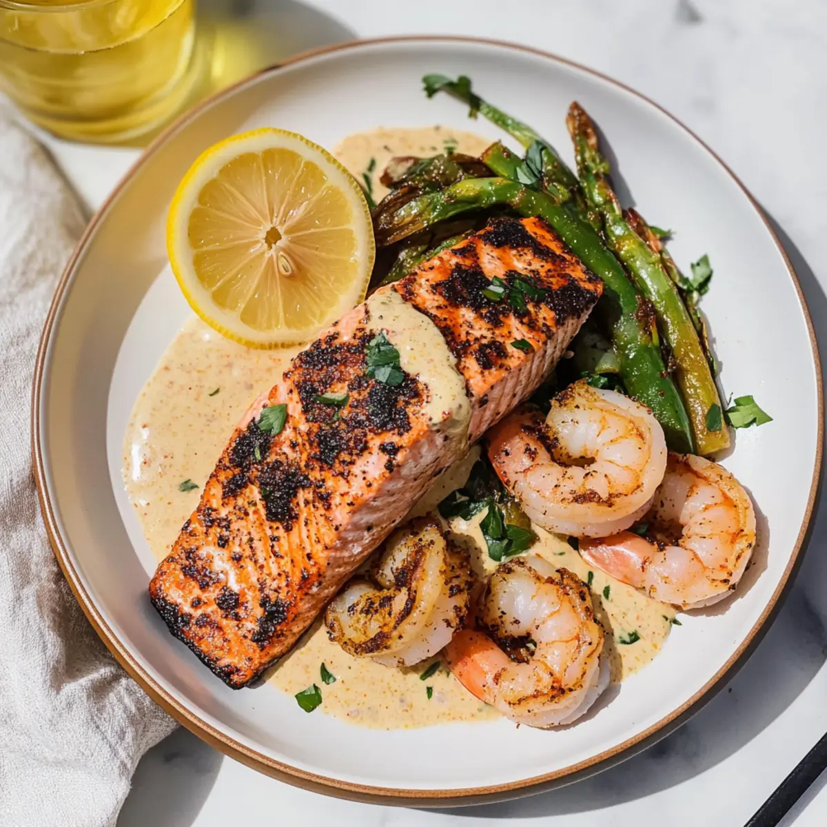 Grilled Blackened Salmon with Shrimp