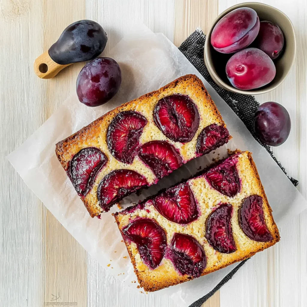 Moist Plum Yogurt Cake in One Bowl, No Mixer Needed!