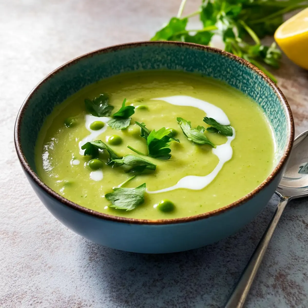 Fennel Soup with peas & lemon