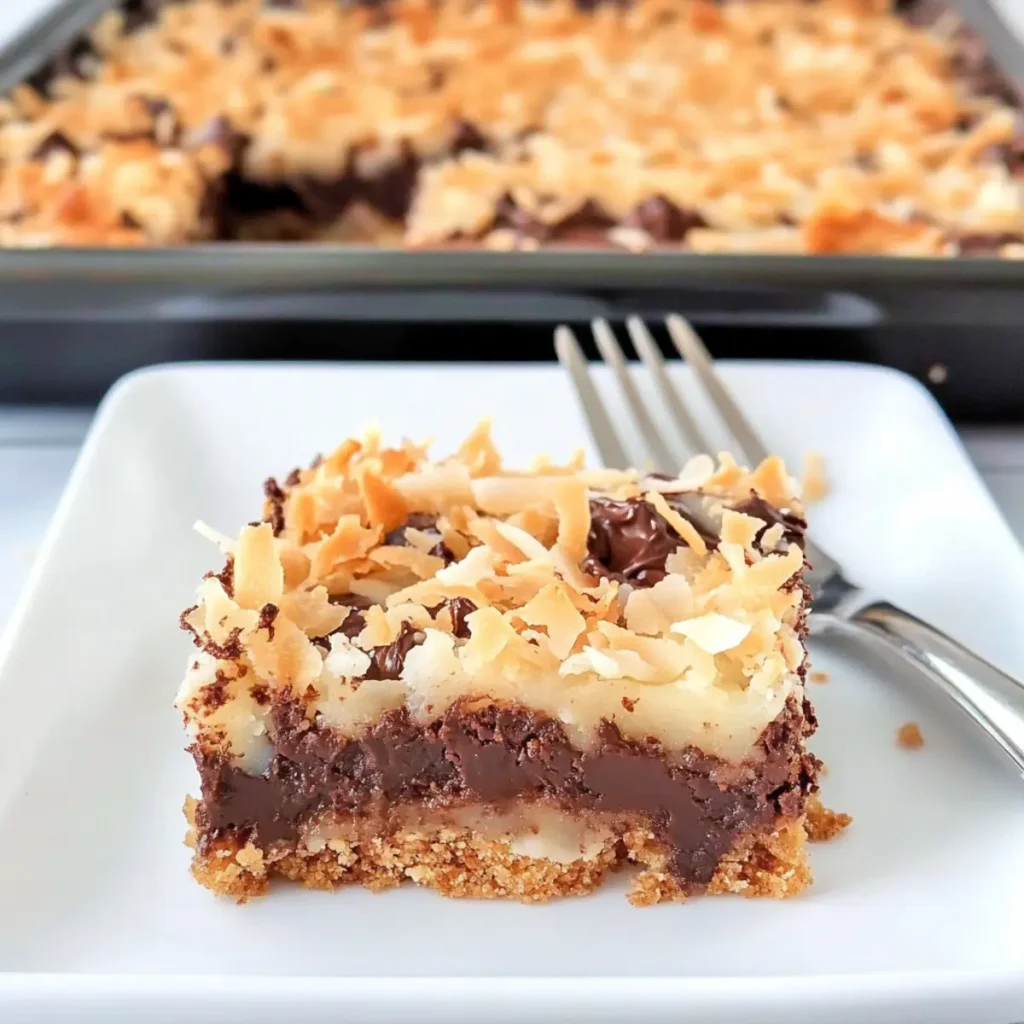 Decadent Coconut Chocolate Bars with a Gooey Surprise