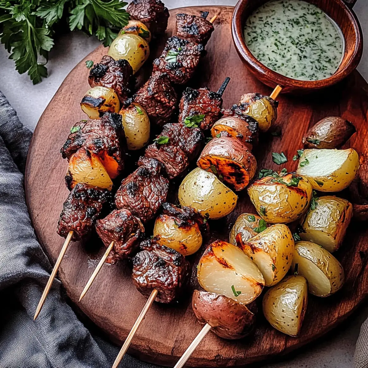 Marinated Steak and Potato Skewers