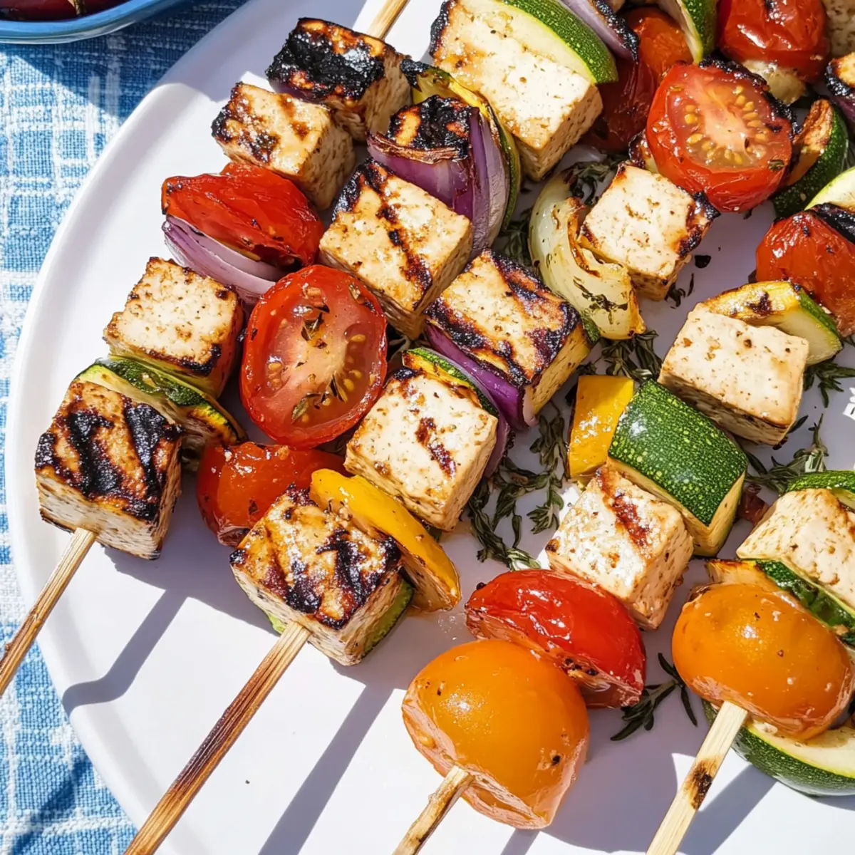Tofu, Tomato, and Zucchini Kebabs
