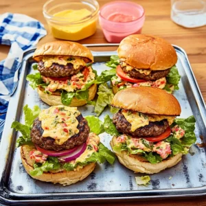 Green Chile Pimento Cheese Burgers