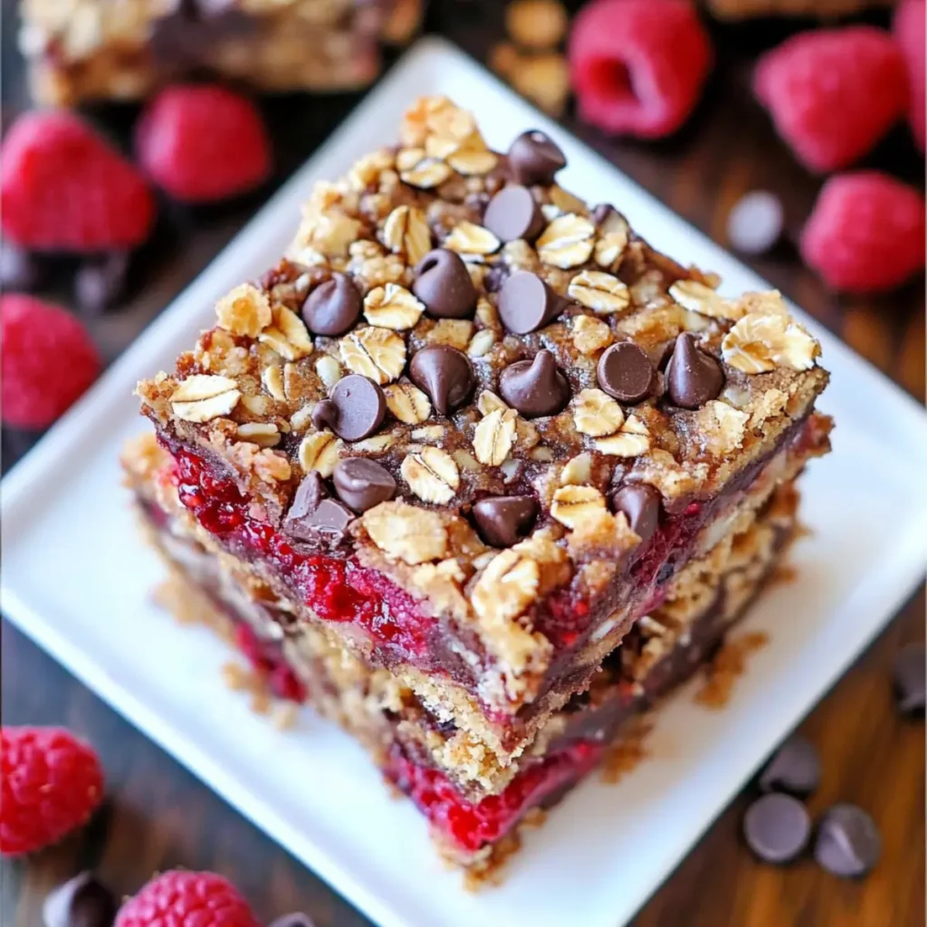 Chocolate Raspberry Oat Bars