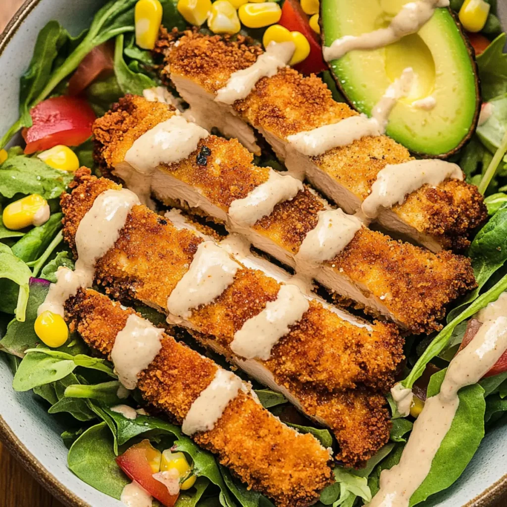 Southwest Salad with Crispy Chicken Cutlets Delight
