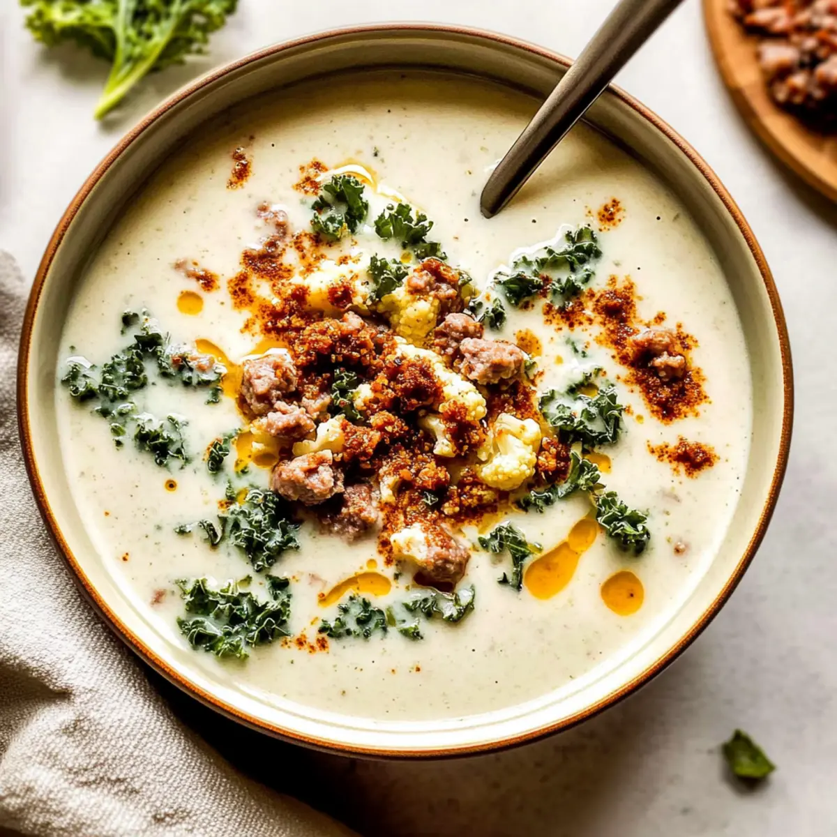 Cauliflower Sausage Kale Soup